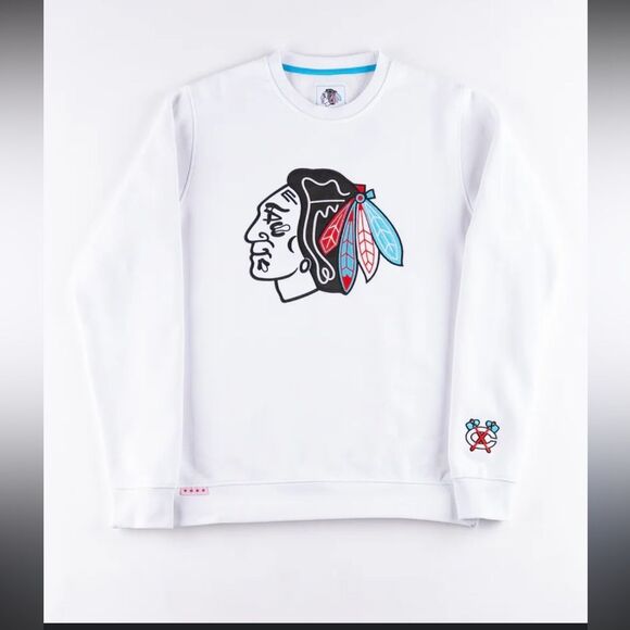 Chicago Blackhawks Four Stars Collection Crewneck sweatshirt Large L white NHL - Picture 2 of 6
